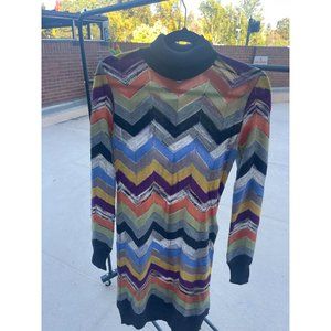 NWT M Missoni Turtleneck Long Sleeve Wool Dress Neutral Colors Size 6